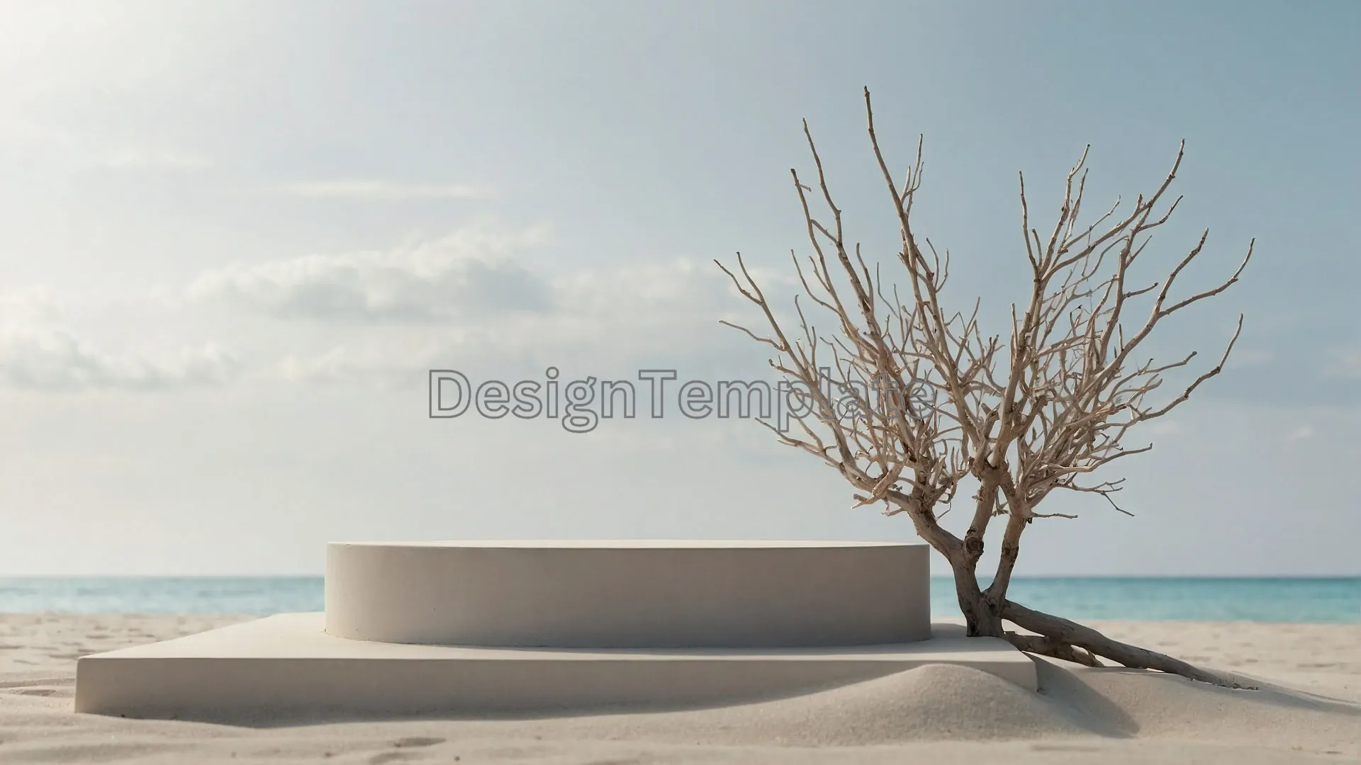 Lone Tree Frame on Sandy Beach Image
